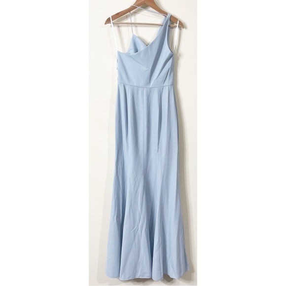 After Six One-Shoulder Draped Cowl-Neck Maxi Dress in Blue Mist Size 4 US NWT - Picture 8 of 8